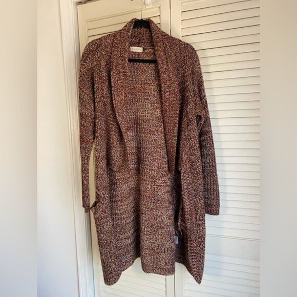 Alterd' State Brown Multi-Colored Knit Duster Sweater With Pockets Size Medium - Picture 1 of 3